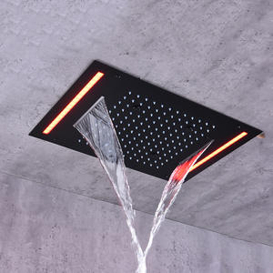 Nero LED pioggia cascata doccia soffitto montato smart soffione doccia bagno <span class=keywords><strong>quadrato</strong></span> soffione - Product Image 6