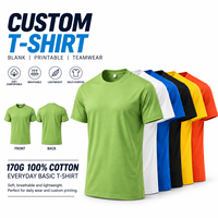 T-shirt uni en coton 100% tricoté 170 g/m², coupe classique unisexe, pour impression de logo personnalisé, respirant, écologique, vente en gros pour hommes