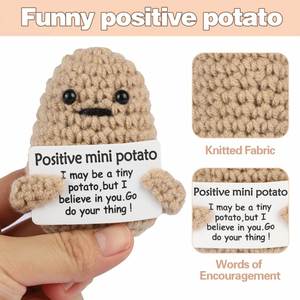 Pomme de terre au crochet inspirante, cadeaux amusants avec message positif pour femmes, amies, collègues, poupée pomme de terre émotionnelle faite à la main pour la décoration - Product Image 3