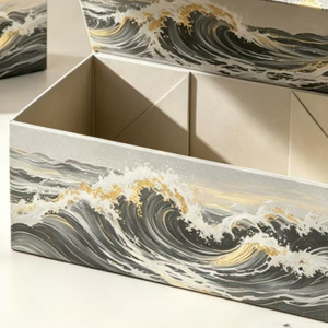 Boîte cadeau magnétique pliable Jin Xin en papier kraft gris, personnalisable avec couvercle à rabat pour emballage haut de gamme - Product Image 2