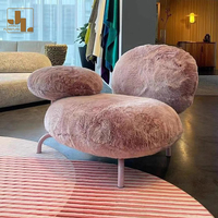 Fauteuil de style design pour hôtel villa, canapé simple rose, mobilier de salon moderne avec structure en bois et tissu de luxe pour les loisirs
