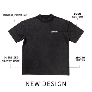 Maglietta da <span class=keywords><strong>uomo</strong></span> in <span class=keywords><strong>cotone</strong></span> 100% con lavaggio acido da <span class=keywords><strong>uomo</strong></span> 280Gsm con serigrafia personalizzata Streetwear Design moda t-Shirt oversize - Product Image 4