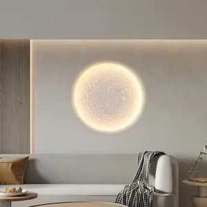 Modern light luxury art mural plaster lamp background wall creative moon bedroom bedside light decorative wall lamp