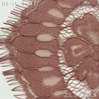 Tissu en dentelle Chantilly rose foncé de 23 cm, dentelle florale Chantilly épaisse, bordure en dentelle cils pour décorations de vêtements féminins