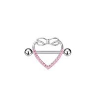 Anneaux de tétons en acier chirurgical avec cristal en forme de cœur, piercings de tétons en cristal, bijoux de corps sexy pour filles
