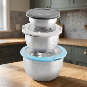 Cuenco Aldi Premium de acero inoxidable con tapa de plástico en azul cielo - Product Image 1