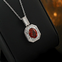 Nouveau collier pendentif elliptique rouge en argent S925 pour femme, bijoux décontractés de haute qualité, élégants et tendance, vente en gros