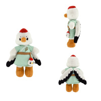 Peluche cigogne brodée avec logo personnalisé, fabrication OEM/ODM, oiseau en peluche doux, personnalisation du design, fabricant de peluches