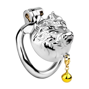 Dispositivo de Castidad Masculino FRRK con Cabeza de Animal de Metal y Campana, Candado para Pene, Jaula de Castidad Metálica, Juguetes Sexuales para Hombres - Product Image 1