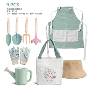 Ensemble d'outils de jardinage pour enfants, pelle, râteau, fourche, truelle, gants, tablier, chapeau, sac à outils pour la plantation en plein air, 3 ans et plus - Product Image 2