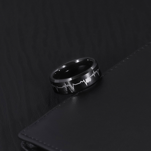 Tg Đen tungsten carbide Vòng Laser tim ekg vài vòng đồ trang sức - Product Image 3