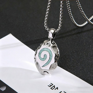 Yunnique-collar con colgante de acero inoxidable de World Of Warcraft, diseño geométrico temático, joyería de regalo unisex - Product Image 2