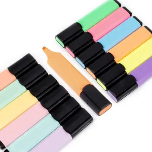 Set Pena Spidol Neon Promosi Pastel Highlighter Tahan Air Multiwarna Logo Kustom Baru