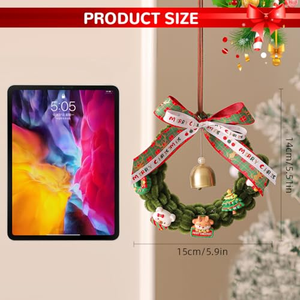Décoration de Noël suspendue : Clochette de Noël, Nœud de Noël, Couronne de Noël à suspendre au bouton de porte avec pomme de pin de Noël - Product Image 2