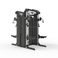Rack de musculation multifonctionnel pour salle de sport avec machine Smith et système de câbles, barre de traction, cage à squats et ensemble de poids pour salle de sport à domicile
