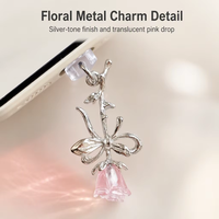 Cadeaux promotionnels tendance : Breloque Fleur Rose, Bouchon anti-poussière pour port de charge USB Type C et Micro USB de téléphone