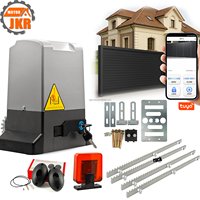 JKR 550W 1000KG Heavy Duty Tuya Wifi Control inteligente Abridor de puerta corredera Kit Fotocélula Luz de advertencia para hoteles y villas