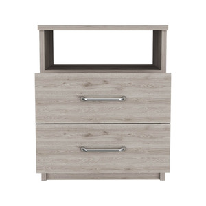 Olienza Nightstand Two <b>Drawers</b> One Shelf Light Gray Finish Bedroom <b>Storage</b> - Product Image 4
