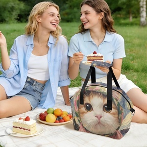 Bolsa Térmica para Almuerzo Personalizada con Estampado de Gato Naranja, Duradera e Impermeable, Fácil de Transportar y Mantiene el Calor para Picnics - Product Image 6
