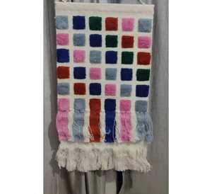 Tapiz de Pared de Macramé Bohemio Colorido, Hecho a Mano con Cinta de Algodón - Decoración de Pared Bohemia de 40x30 Pulgadas, Diseño Personalizado - Product Image 1