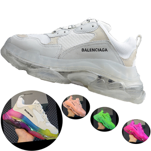 U. S. UNA Tripla S Scarpa In Pelle Trasparente Del Progettista Famoso Marchi di Moda Bianco Balencia Scarpe Da Tennis - Product Image 1