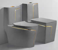 WC en céramique noir et or avec finition brillante de luxe pour salle de bain