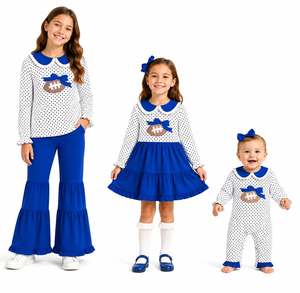 Combinaison pour bébés filles, motif à pois de football personnalisé, pour le jour du match, collection automne, tendance, en Spandex/Coton Biologique, douce, vente en gros - Product Image 1