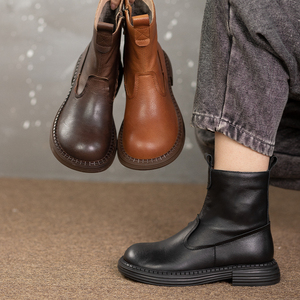 Marca <span class=keywords><strong>original</strong></span> handmade alta qualidade couro ankle <span class=keywords><strong>boots</strong></span> para as mulheres inverno pelúcia quente ankle <span class=keywords><strong>boots</strong></span> mulheres botas de couro - Product Image 6
