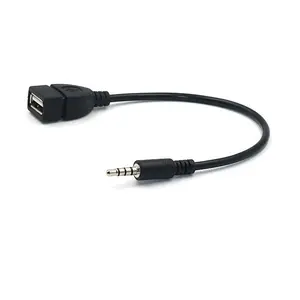 HOT OTG Converter Adapter Cable for Car Male Audio AUX Jack to USB 2.0 Type a Female 3.5mm PVC Silver Polybag Combination Stock
