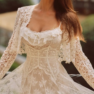 Robe de soirée/bal sexy sans manches à bretelles et dos nu en mousseline de soie et dentelle à col carré pour femme (OEM) - Product Image 5