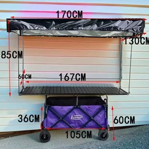 Carrito de Compras Plegable con Mesa, Ruedas Todoterreno de Metal, Diseño de Elevación Alta para Mercado Nocturno y Barbacoa - Product Image 6