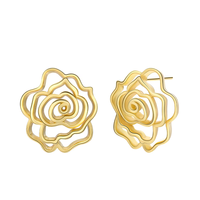 Edle Schmuckstücke 925 Sterling Silber Hohle Rosenblüten-Ohrstecker für Damen Dropshipping-Produkte