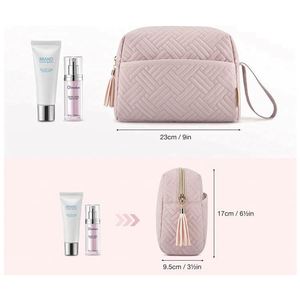 Fashion Luxury Travel Makeup <b>Pouch</b> Portable Soft Peach Velvet Cosmetic Bag With Handle - Product Image 4