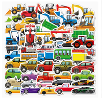 Autocollants de véhicules de construction de dessins animés, imperméables, pour voitures, camions, excavatrices, décorations pour papeterie, jouets, gobelets à eau