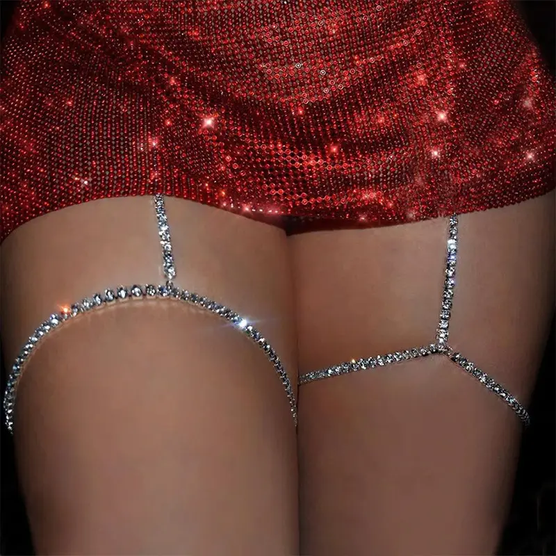 도매 기하학적 골드 은색 톤 다이아몬드 섹시한 다리 체인 클럽 파티 액세서리 허벅지 체인 바디 체인 쥬얼리
