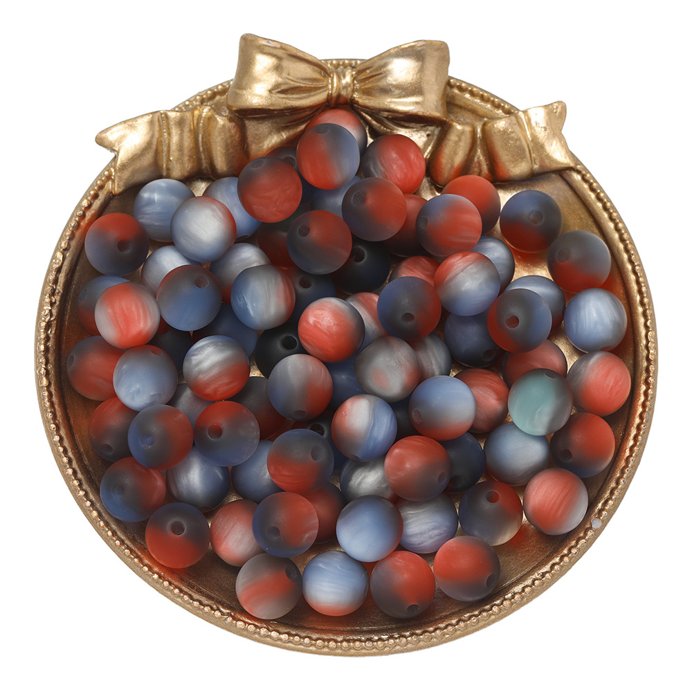 iridescent matte beads - blue-gray-orange-red
