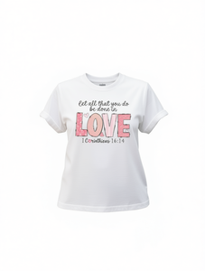 T-shirt da donna girocollo a maniche corte vestibilità ampia casual in jersey 100% cotone stampata a trasferimento termico primavera estate - Product Image 1