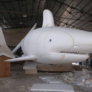 Grande in fibra di vetro testa di squalo oceanario scultura ristorante decorazioni appese a parete ornamenti luminosi centri commerciali - Product Image 4