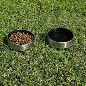 Botella de agua deportiva portátil de acero inoxidable con aislamiento al vacío, doble compartimento, impermeable, con asa para exteriores, diseño sólido, para perros - Product Image 4