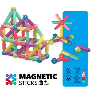 HW TOYS-Juego de bloques de construcción para niños, juguete educativo de bloques de construcción de 25/36/42/64 Uds., palos magnéticos, rompecabezas de inteligencia