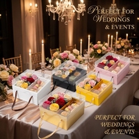 Boîtes cadeaux en forme de fleur en carton recyclable avec poignée portable pour la fête des mères, les mariages, les fêtes, 5 couleurs