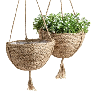 Fioriera Sospesa in Erba Marina Naturale Rustica, Vaso Intrecciato <span class=keywords><strong>per</strong></span> <span class=keywords><strong>Piante</strong></span> <span class=keywords><strong>da</strong></span> <span class=keywords><strong>Interno</strong></span> e Contenitore, Decorazione Naturale <span class=keywords><strong>per</strong></span> Casa e Patio dal Vietnam - Product Image 2