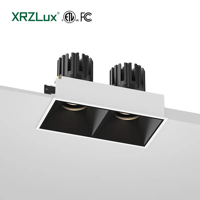 XRZLux lampu LED plafon tersembunyi persegi, lampu ruang tamu dapat diatur berkedip gratis 15W kepala ganda