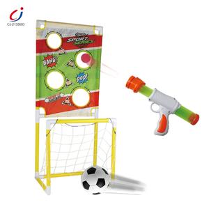 Kids indoor sports 2 in 1 goal and shooting target game set foam ball popper air toy pistola ad aria con bersaglio in piedi - Product Image 4
