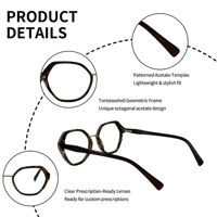 Montura de Gafas Ópticas de Lujo Unisex SHIAN SAO34, Montura Completa, Lentes de PC, Diseño Redondo Personalizable para Uso Diario