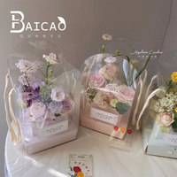 Nouvelle arrivée, boîte cadeau, boîte à fleurs pliable portable, boîte à fleurs transparente en PVC pour Noël, pour les fêtes