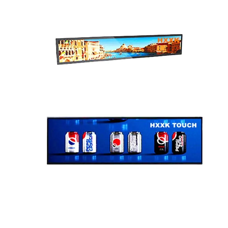 HXXK Ultra Wide Digital Signage Advertising Screen with LCD Display Video Monitor with Strip Shelf Edge