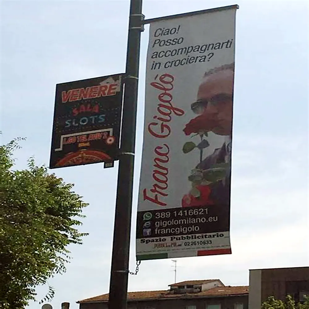 Venta caliente bandera de la calle personalizado al aire libre impermeable exposición comercial bandera de la calle