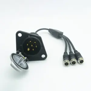 7Pin Blue Trailer Coil Cable Set For 3-Channel Camera Display - Effortless Connectivity And Enhanced Visibility In Vehicle Towi