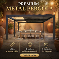 Pergola bioclimatique en aluminium avec écran d'intimité motorisé, toit à lames orientables, auvent pare-vent pour extérieur et jardin